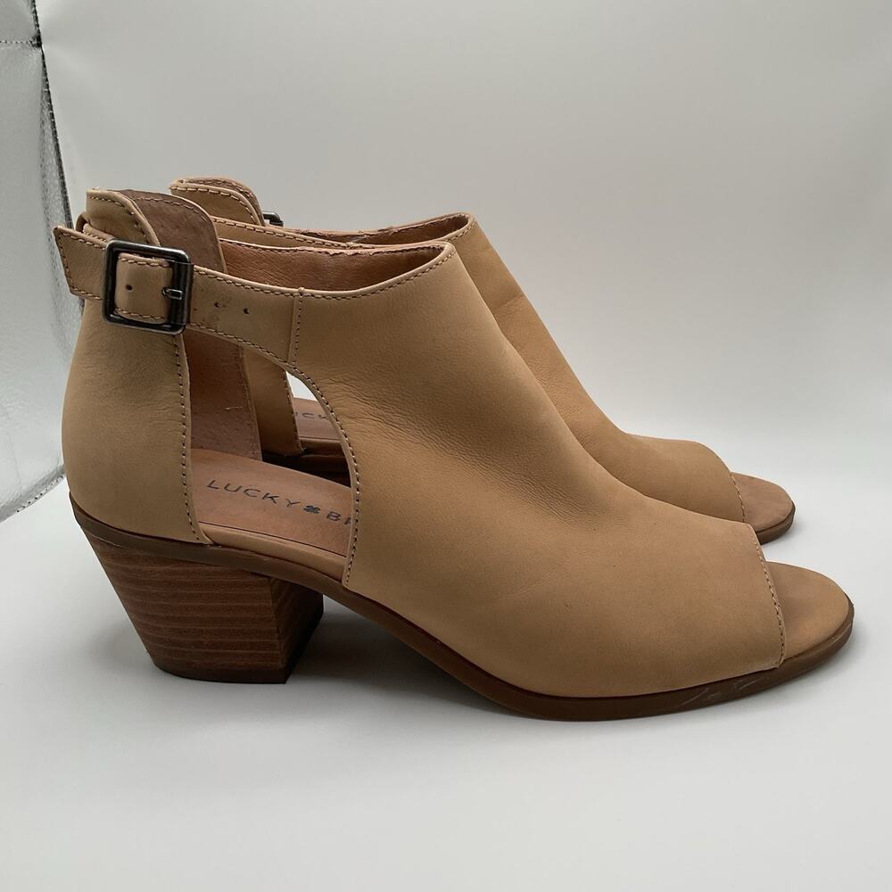 Lucky Brand Tan Open-Toe Leather Ankle Booties - Picture 2 of 11